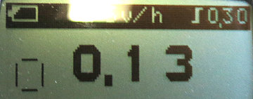 Radiation monitor: 0.13 &mu;Sv/h