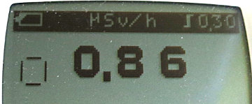 Radiation monitor: 0.86 &mu;Sv/h