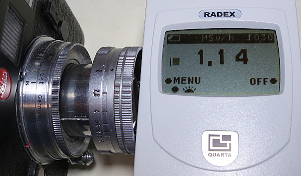 Radiation monitor: 1.14 &mu;Sv/h