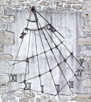 Sundial on bell tower of the Temple de  Ligni&egrave;res